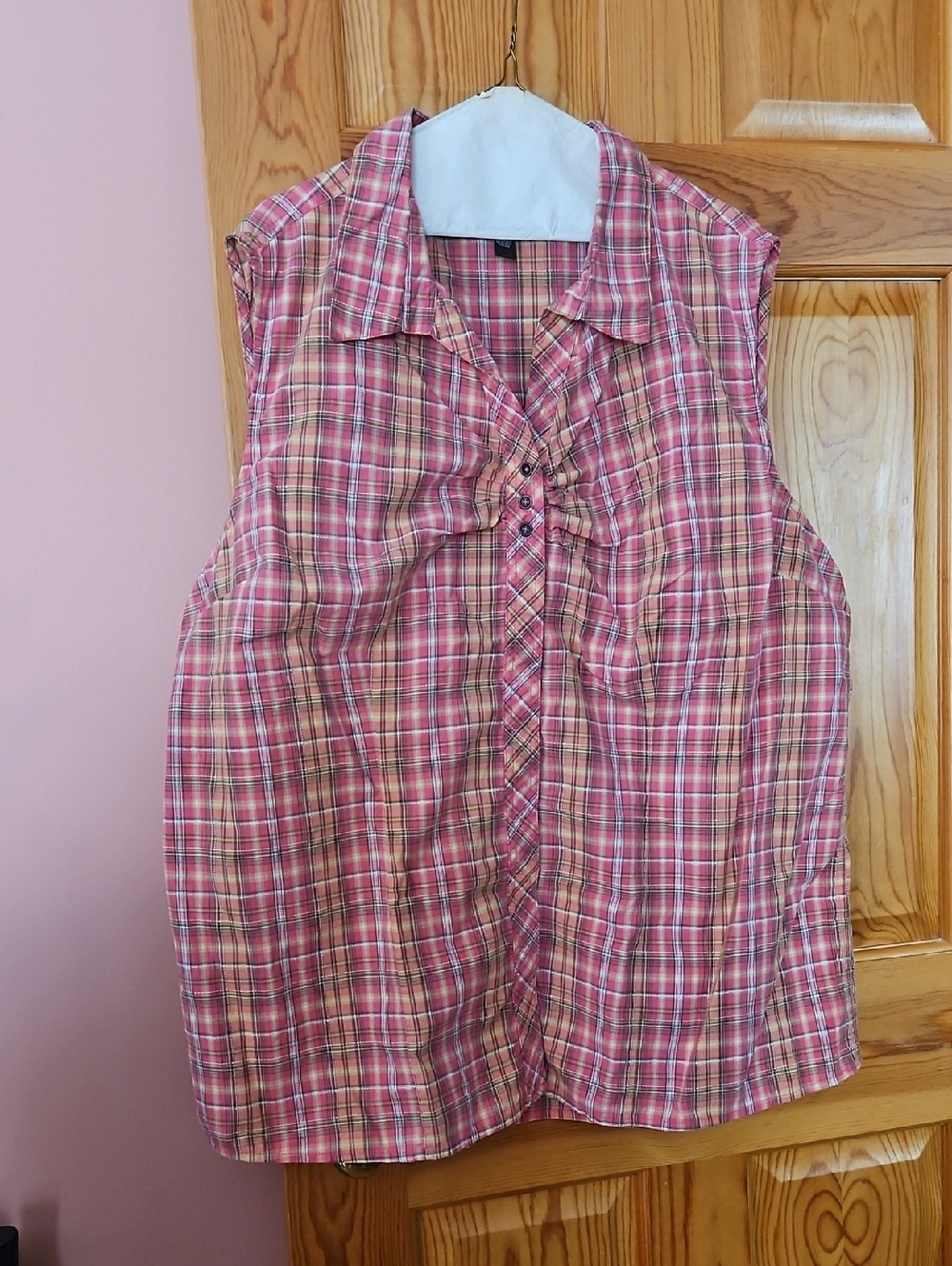 NWOT Bit & Bridle Pink Plaid Button-Up Shirt